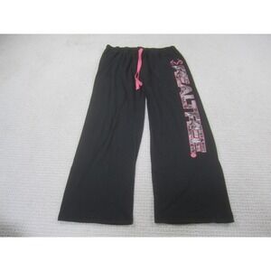 Realtree Pants Womens Extra‎ Large Black Lounge Pajama Drawstring Pink Camo Logo